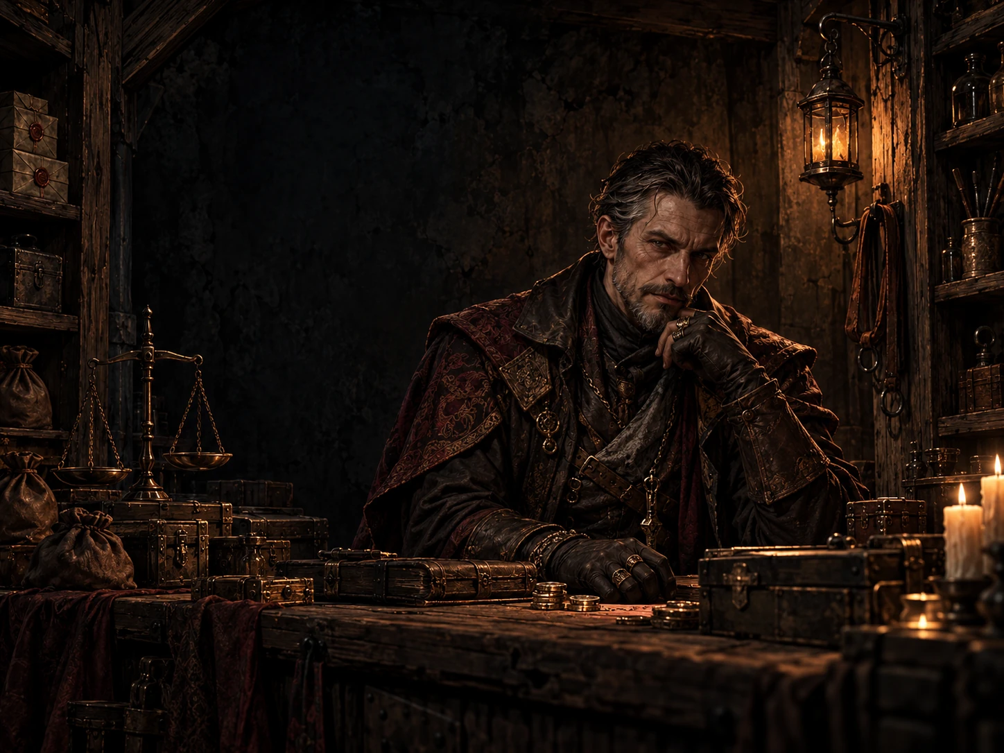 The Merchant behind his shop counter